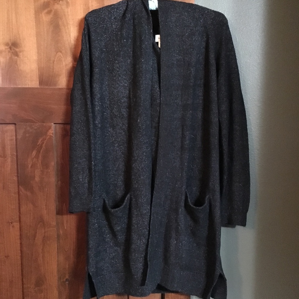 Old Navy heathered black hooded cardigan medium